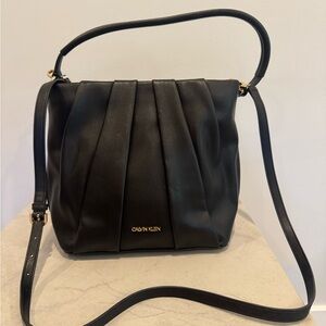 Calvin Klein Black Shoulder Bag with Pleated Design